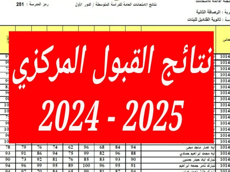 نتائج القبول المركزي في الجامعات العراقية 2024/2025